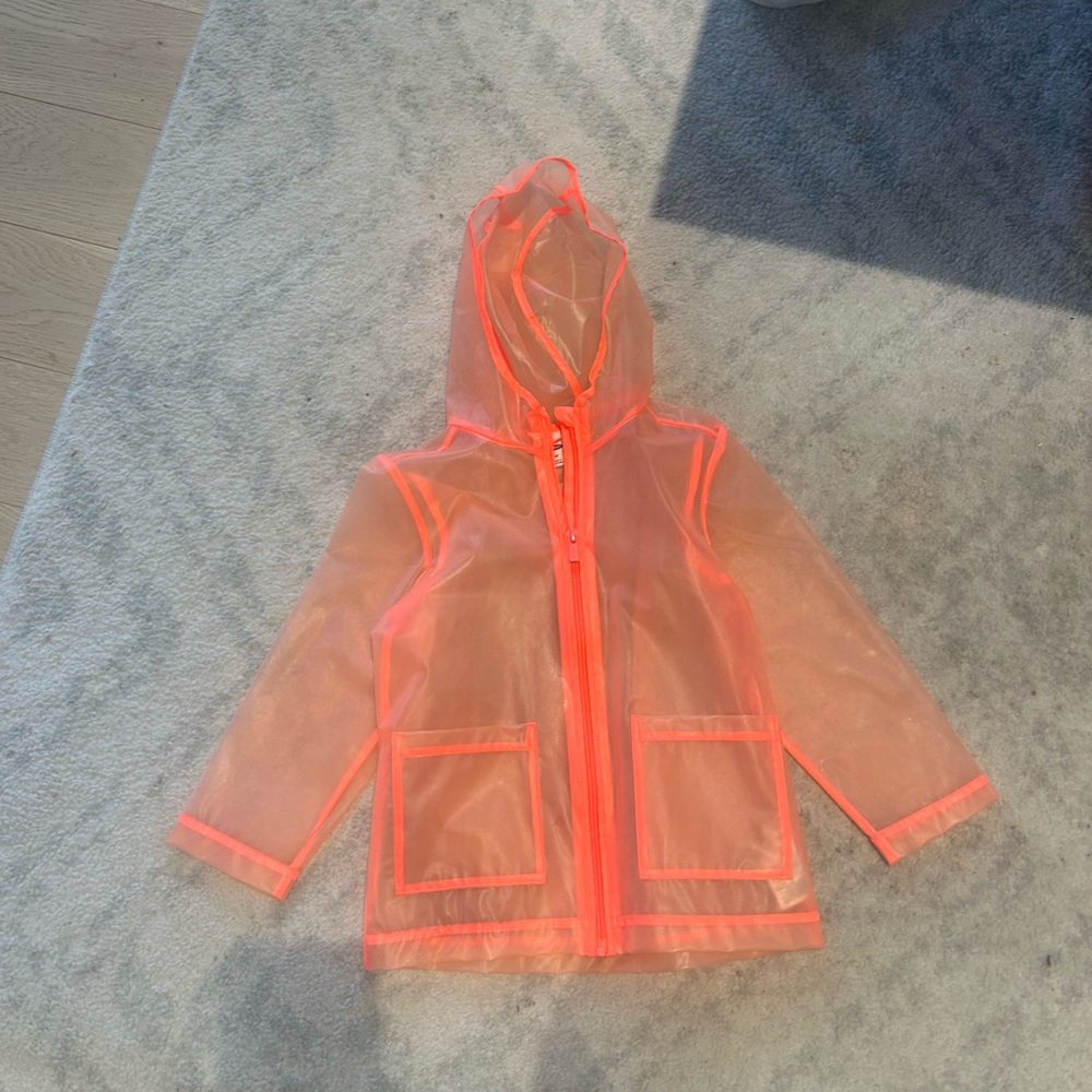 Neon Orange Transparent Hooded raincoat
